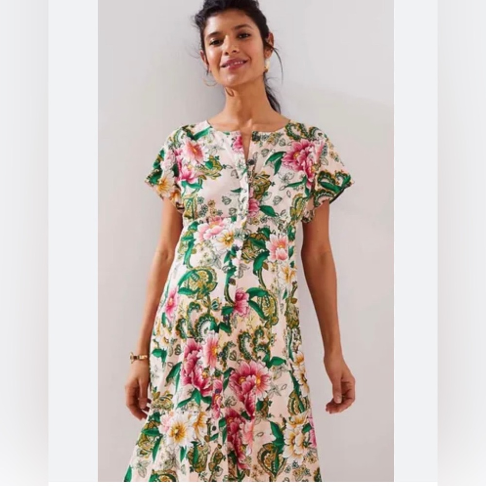 Loft Floral Mini Dress Button Front size 4